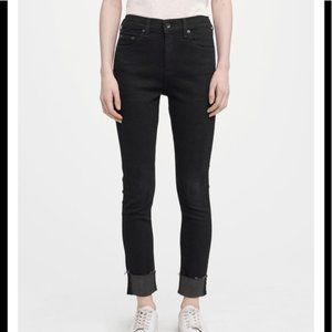 RAG & BONE 10 INCH Dre Slim Boyfriend Jeans Raw hem Black 27